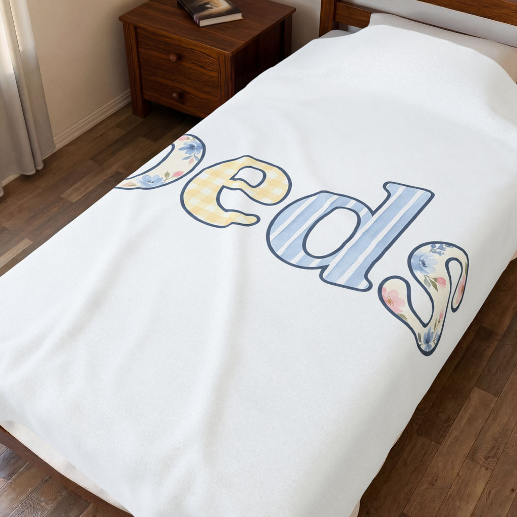 Floral Monogram Blanket Nurses Hospital Gift Women Pale Colors Blanket Initial Blanket Nurse Enthusiast Pastel Blanket Medical Graphic Old School