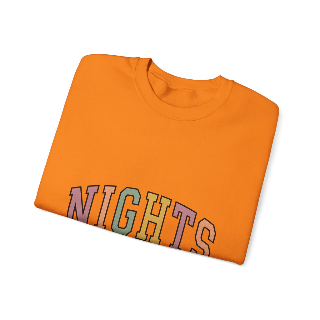 Varsity Lettering Design Sweatshirt Nurses Graveyard Shift Gift Women Pale Hues Sweatshirt Letterman Sweatshirt Nursing Enthusiast Pastel Sweatshirt Night