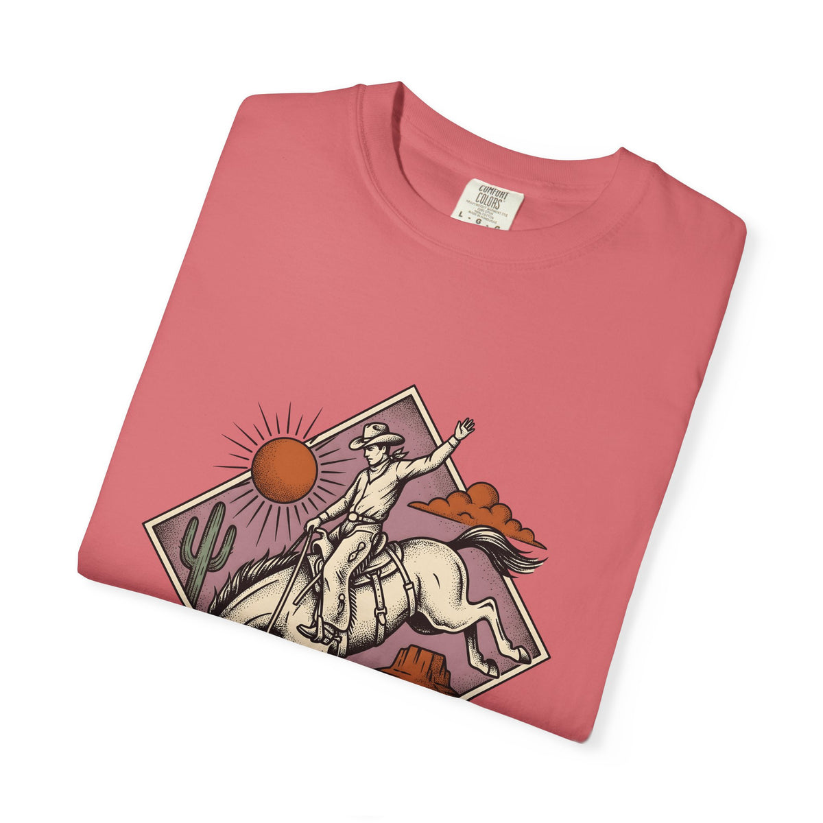 Bronc Rider T-Shirt Cowgirl Ranch Gift Women Sketch T-Shirt Rough Rider T-Shirt Cowboy Fan Rodeo T-Shirt Farm Graphic Tribal Desert Plant T-Shirt