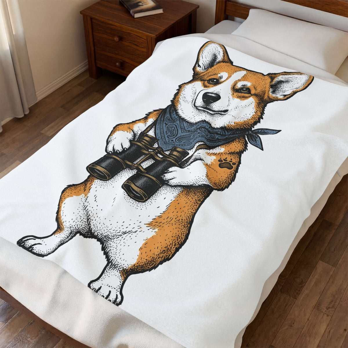 Corgi Puppy Blanket Dog Pets Gift Women Sketch Blanket Puppy Blanket Dog Fan Pup Drawing Pet Graphic Retro Spyglass Blanket
