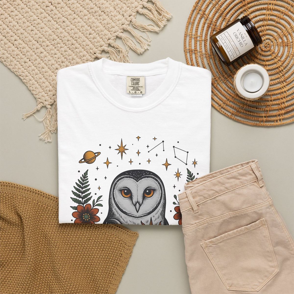 Owl Sun Boho Chic Nature Gift Boho Hoot Bohemian Fan Hippie Environmental Vintage Floral T-Shirt