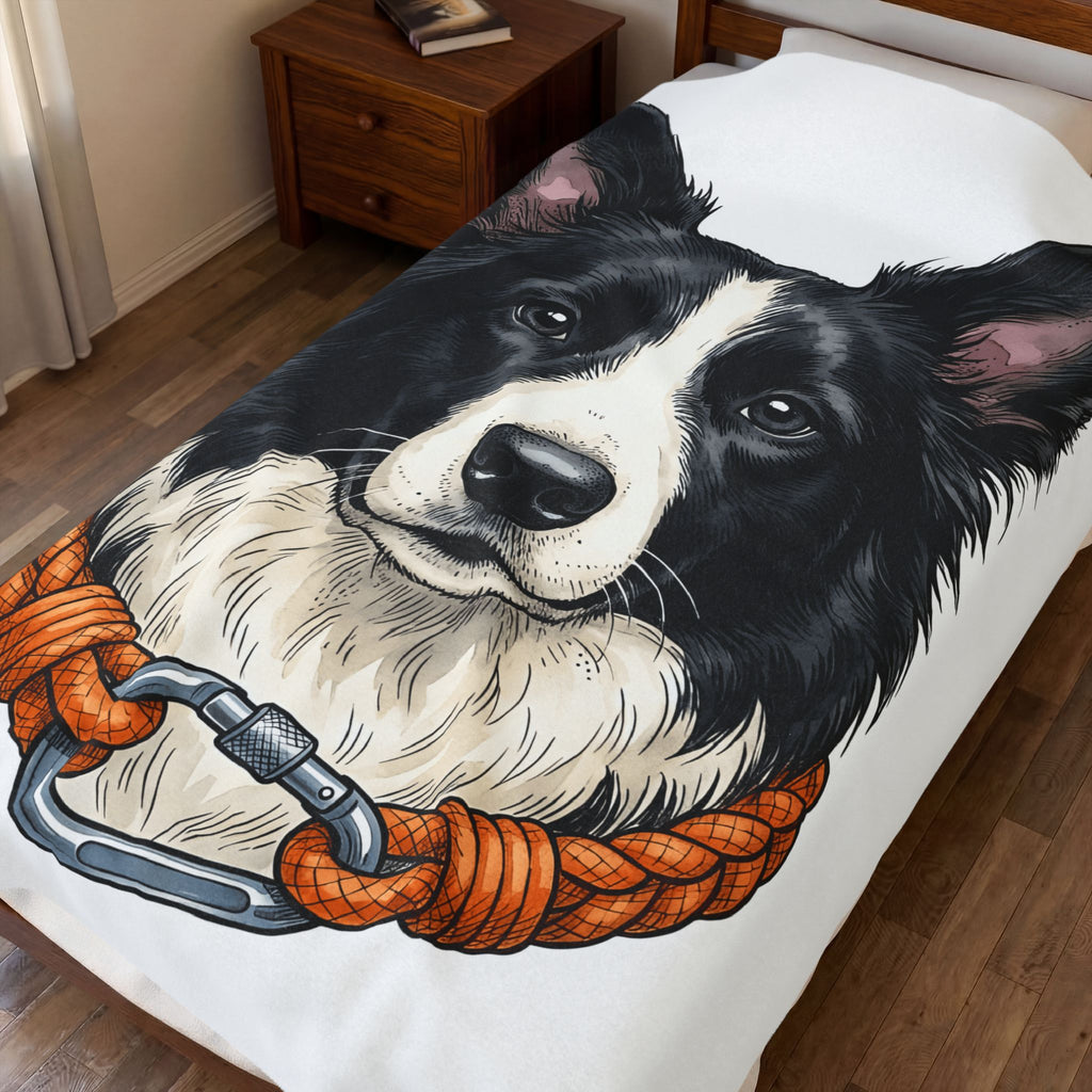 Border Collie Puppy Blanket Dog Pets Gift Women Line Art Blanket Puppy Blanket Dog Fan Collie Blanket Animal Graphic Hand Drawn Woven Collar Blanket
