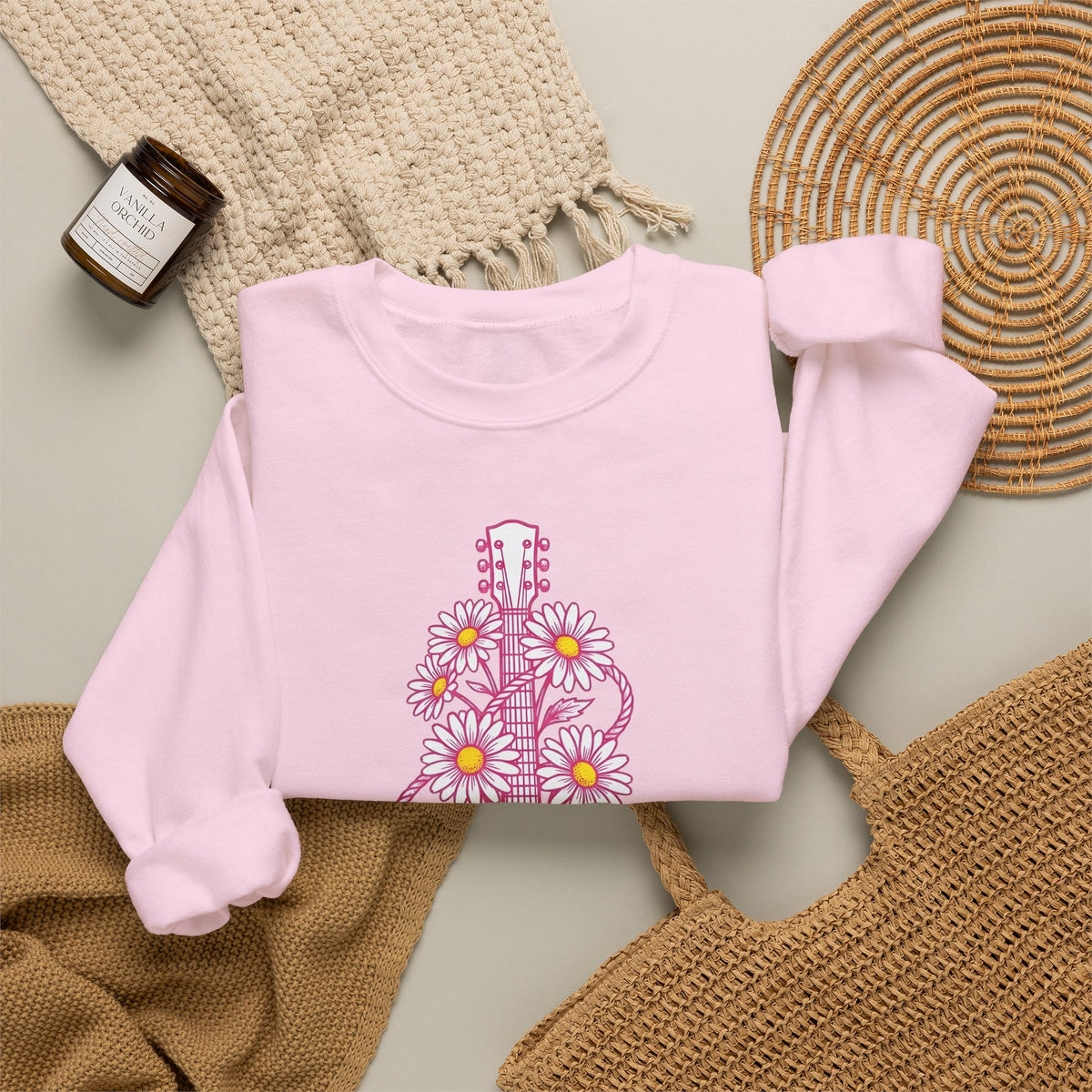 Guitar Bouquet Sweatshirt Cowgirl Cowboy Gift Women Rustic Sweatshirt Flower Arrangement Sweatshirt Rodeo Fan Country Sweatshirt Cowpoke Graphic Retro Twine