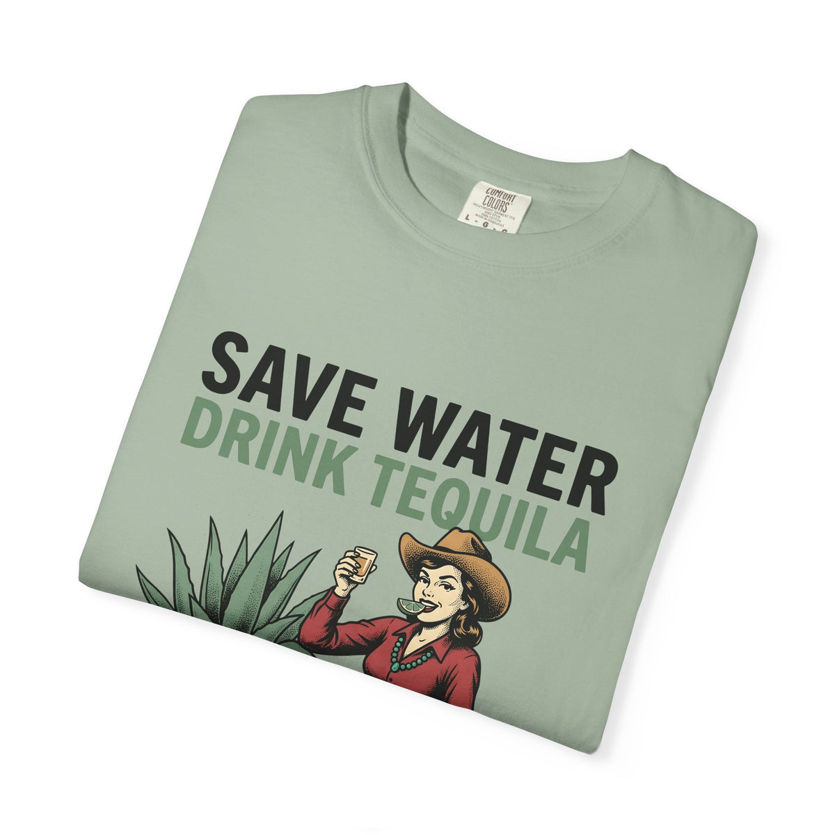 Cowgirl Graphic T-Shirt Cowgirl Tequila Gift Women Vintage T-Shirt Western T-Shirt Cowboy Fan Retro T-Shirt Spirits Graphic Tequila Illustration