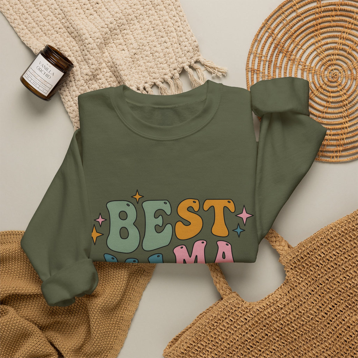 Funky Lettering Sweatshirt Moms Household Gift Women Vintage Sweatshirt Typography Sweatshirt Motherhood Fan Retro Sweatshirt Home Graphic Neon Sparkles Sweatshirt