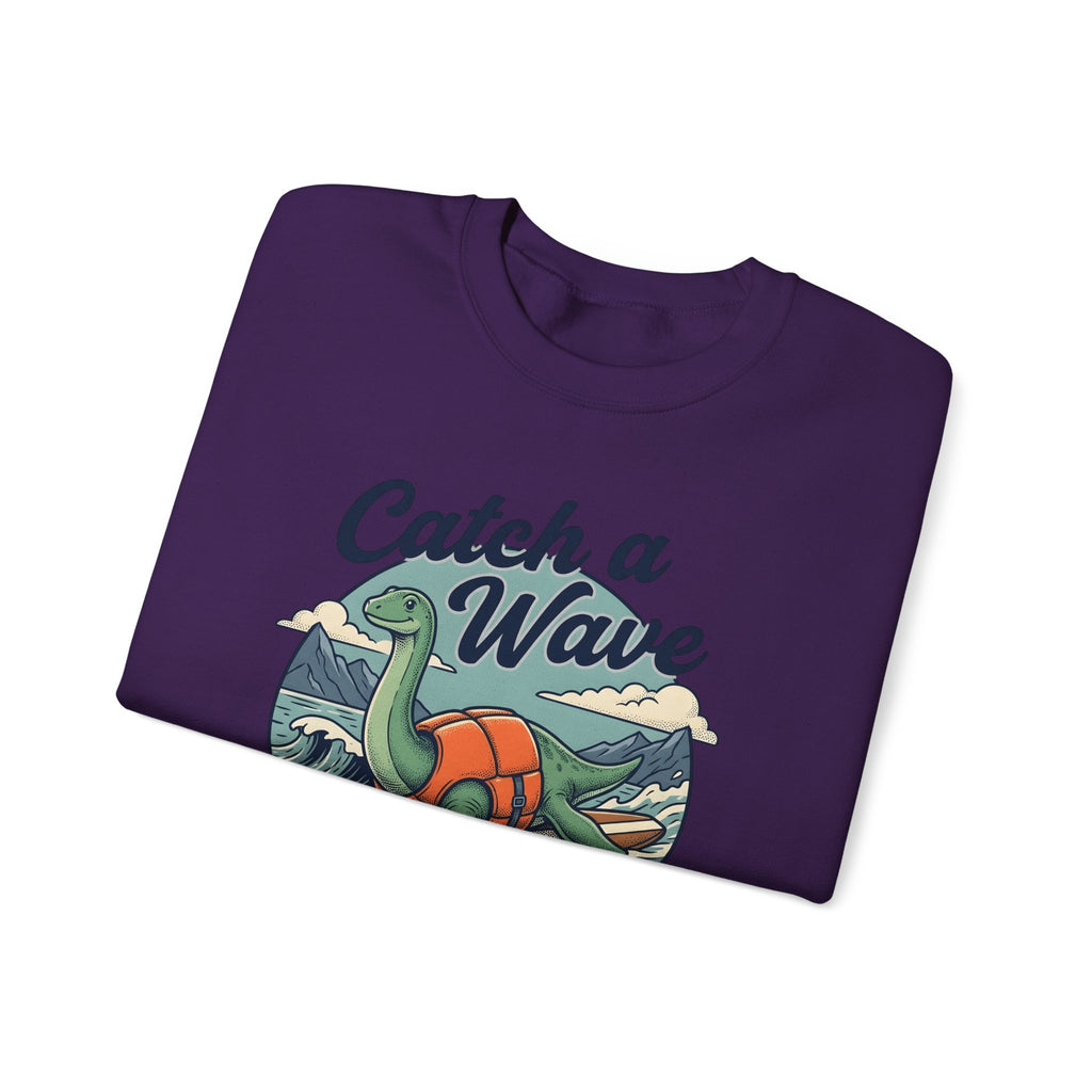 Surfing Dinosaur Sweatshirt Sports Surfing Gift Women Vintage Sweatshirt Dinosaur Sweatshirt Athlete Fan Retro Illustration Waves Sweatshirt