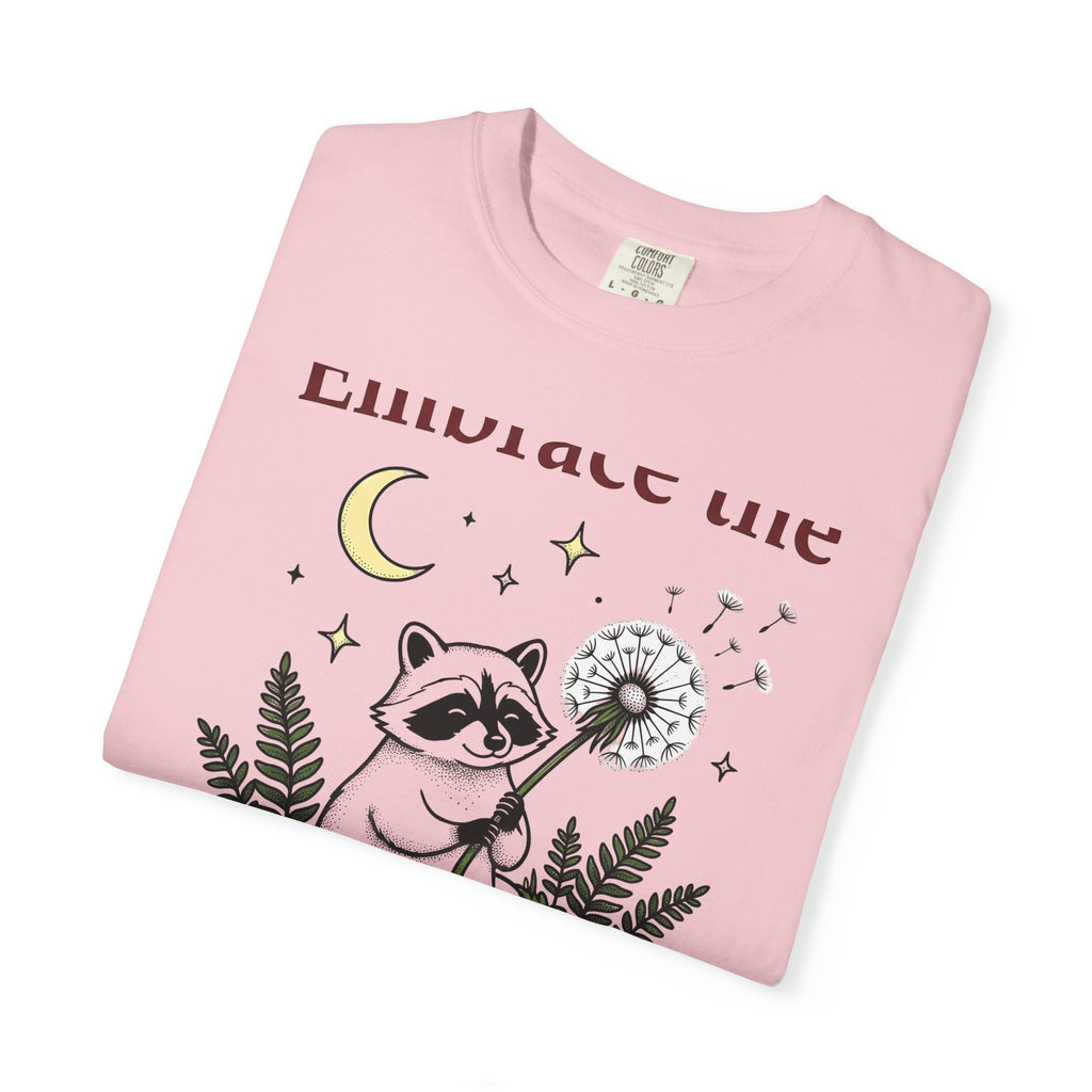 Raccoon Seed T-Shirt Cute Wildlife Gift Women Fanciful T-Shirt Trash Panda T-Shirt Adorable Fan Whimsical T-Shirt Animal Graphic Doodle Lunar