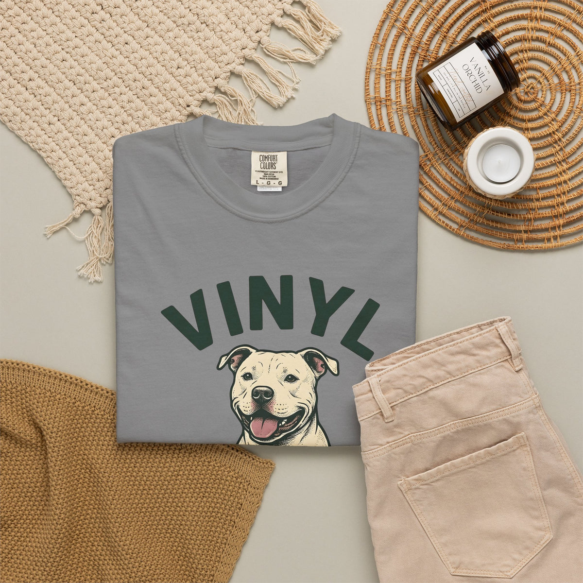 Pit Bull Dog Dog Sound Gift Distressed Pibble Dog Fan Grunge Audio Line Vinyl T-Shirt
