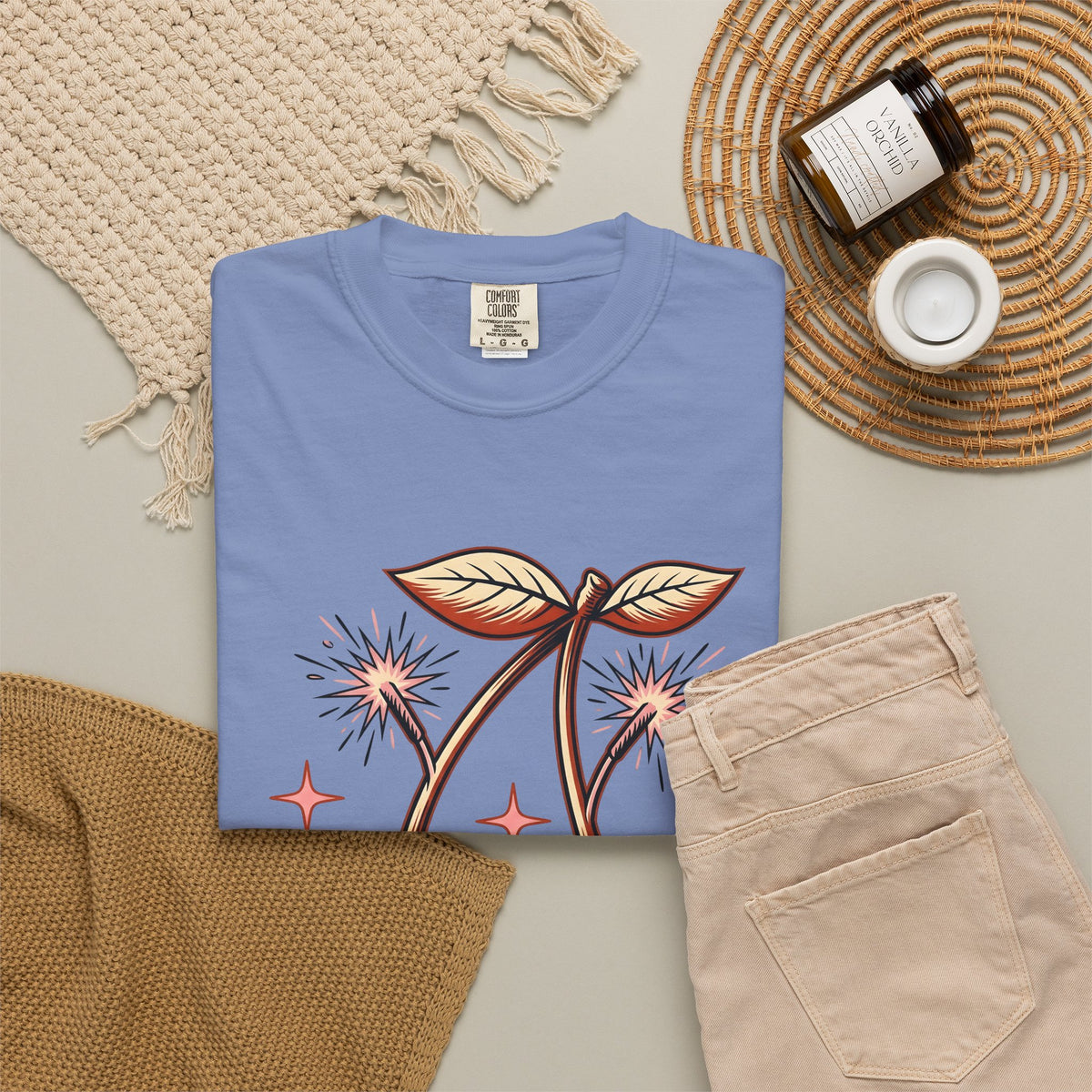 Cherry Firecrackers T-Shirt 4th Of July Vacation Gift Women Hand Drawn T-Shirt Fireworks T-Shirt Independence Day Fan Firework T-Shirt Travel