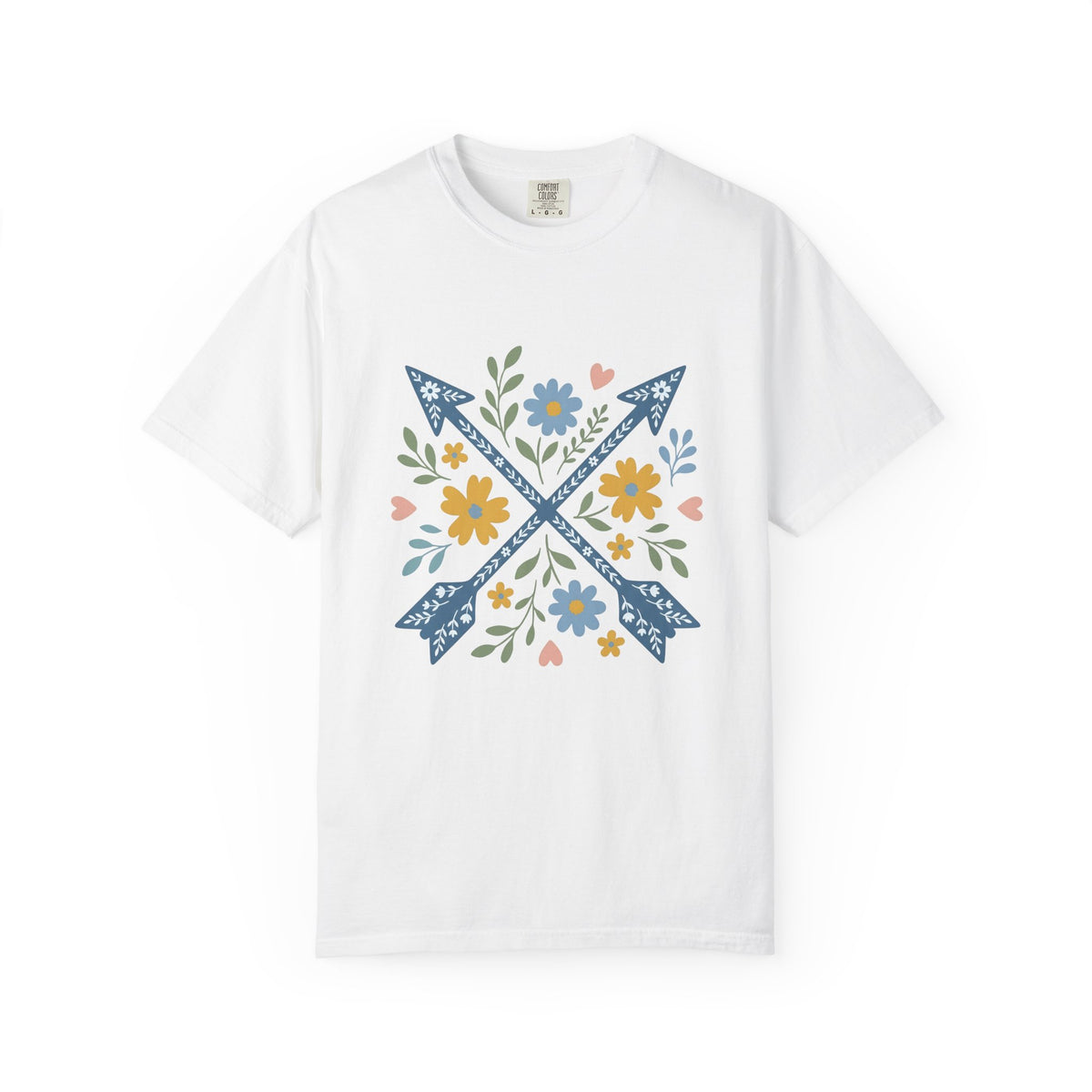 Crossed Arrows T-Shirt Cowgirl Country Gift Women Folk T-Shirt Quivers T-Shirt Rodeo Fan Quilt Design Southwestern Wildflowers T-Shirt