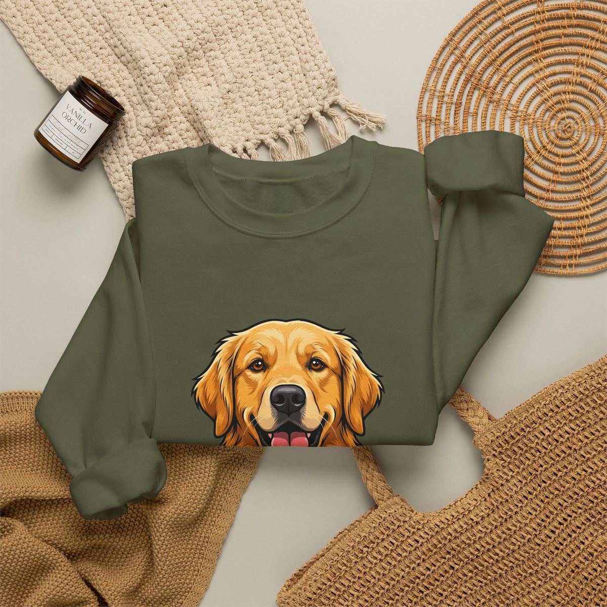 Golden Retriever Dog Pet Gift Cartoon Retriever Dog Fan Puppy Doggy Bold Fur Sweatshirt
