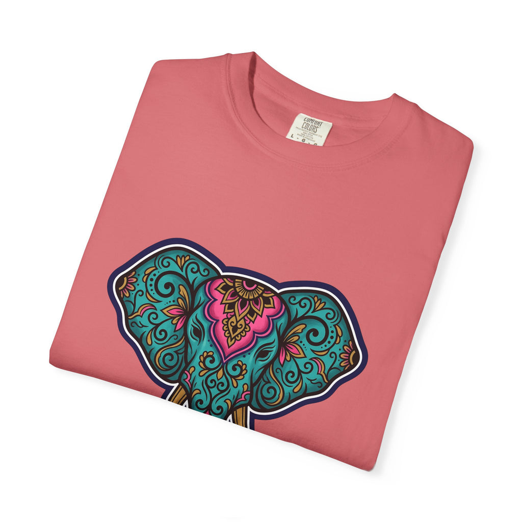 Elephant Head T-Shirt Boho Animal Gift Women Boho T-Shirt Pachyderm T-Shirt Hippie Fan Boho Chic T-Shirt Wildlife Graphic Mandala Floral Pattern