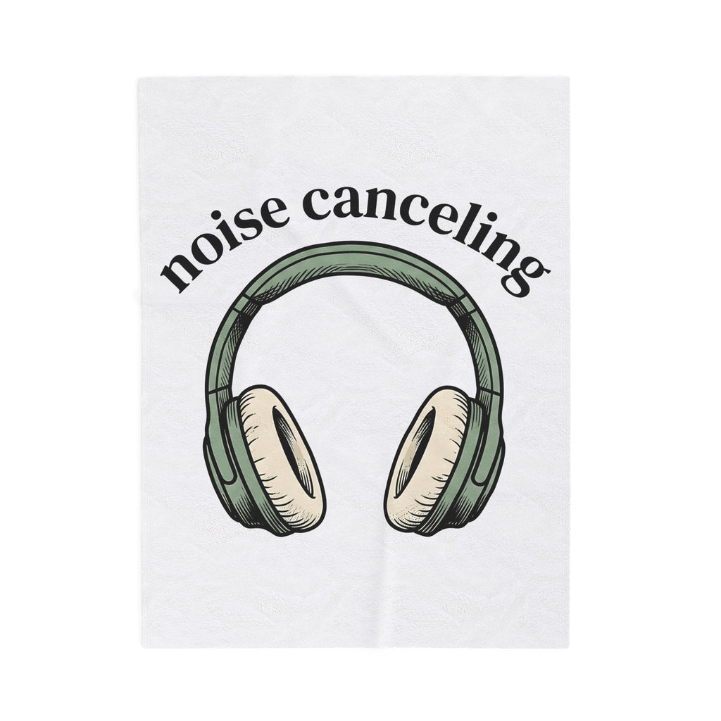 Headphones Blanket Mom Humor Gift Women Hand Drawn Blanket Earphones Blanket Mother Fan Illustrated Blanket Funny Graphic Minimalist Arch Text