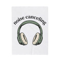 Headphones Blanket Mom Humor Gift Women Hand Drawn Blanket Earphones Blanket Mother Fan Illustrated Blanket Funny Graphic Minimalist Arch Text