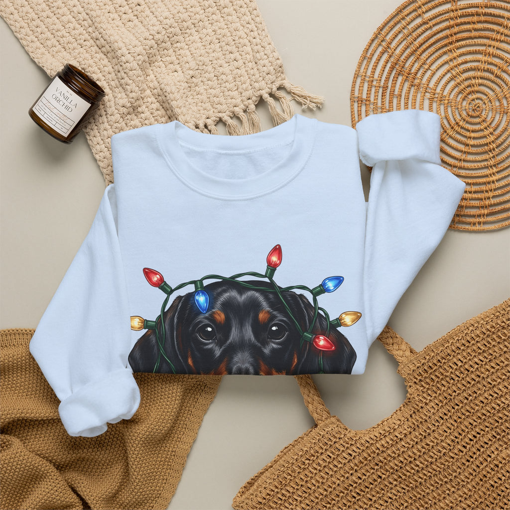 Dachshund Dog Sweatshirt Dog Holiday Gift Women Realistic Sweatshirt Wiener Dog Sweatshirt Dog Fan Photorealistic Sweatshirt Christmas Graphic Hand Drawn
