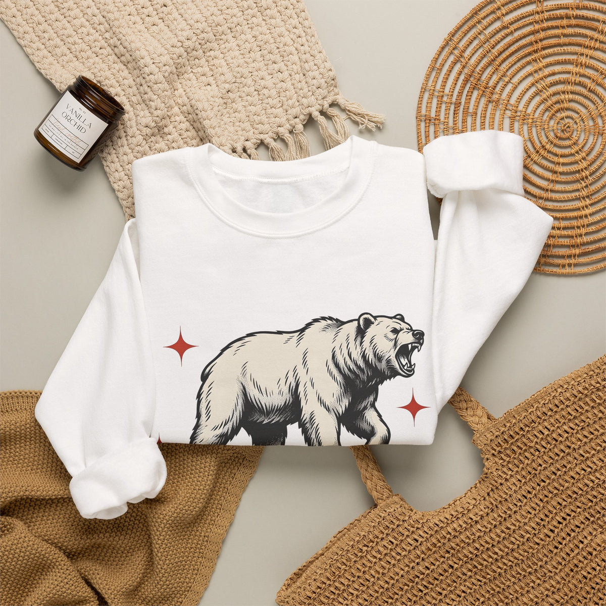 Grizzly Bear Sweatshirt Bear Animal Gift Women Vintage Sweatshirt Ursa Sweatshirt Bear Fan Grizzly Graphic Retro Star Sweatshirt