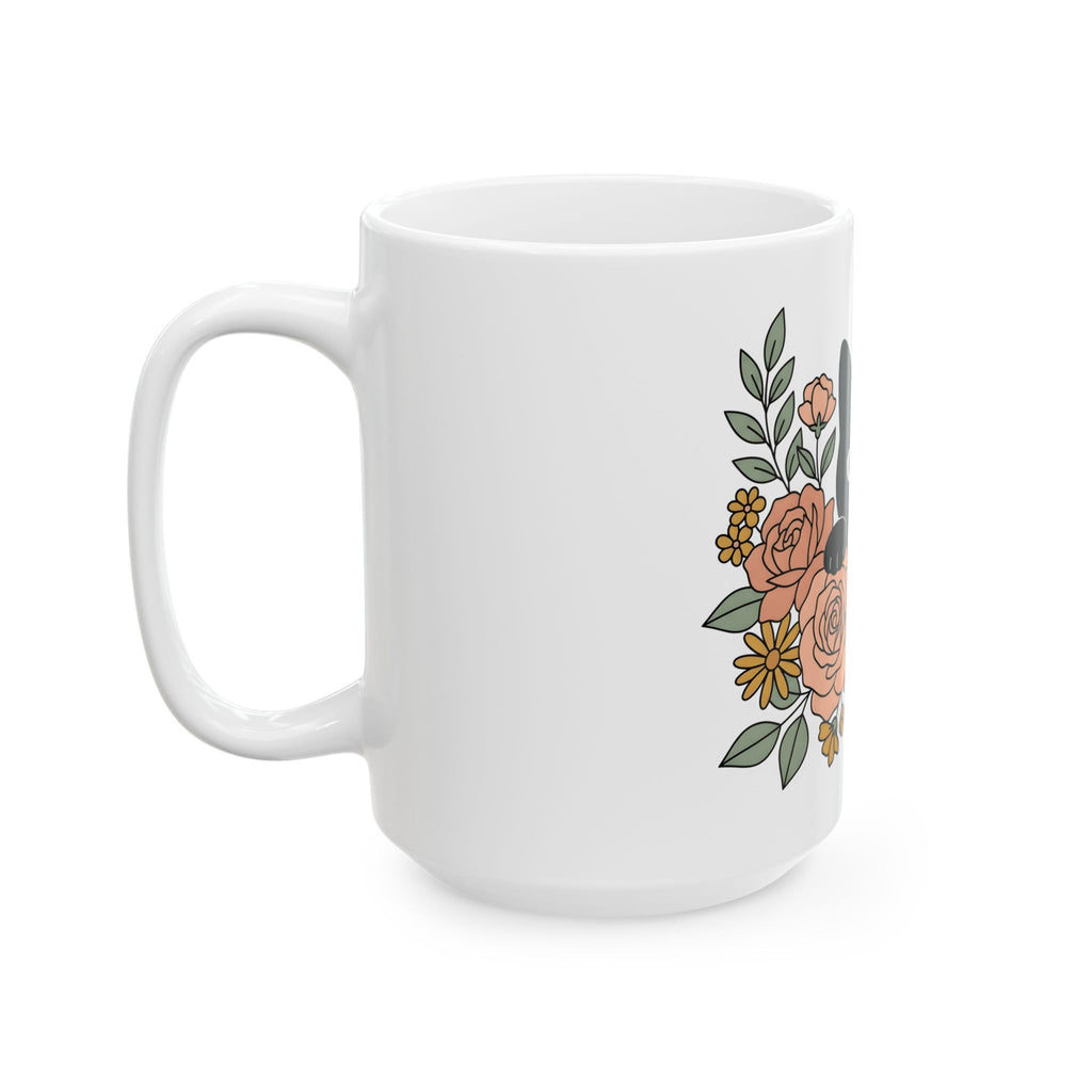 Black Cat Mug Halloween Garden Gift Women Print Art Mug Cat Mug Horror Fan Graphic Mug Yard Graphic Classic Flower Arrangement