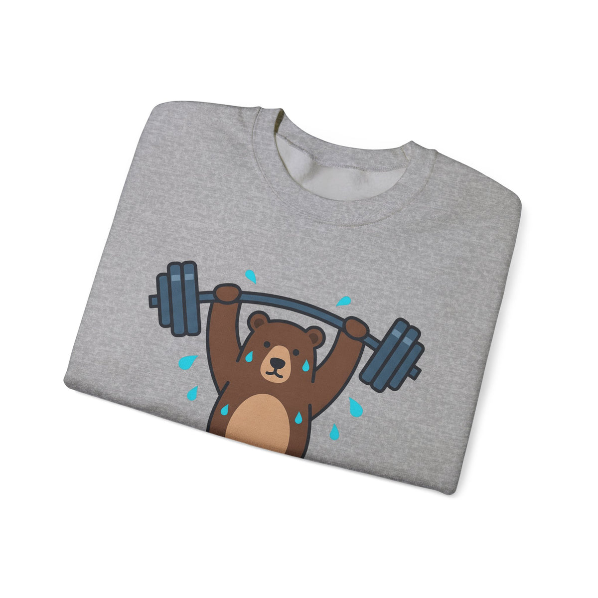 Bear Lifting Sweatshirt Fitness Workout Gift Women Comic Sweatshirt Grizzly Sweatshirt Gym Enthusiast Cartoon Sweatshirt Exercise Graphic Simple Weights Sweatshirt
