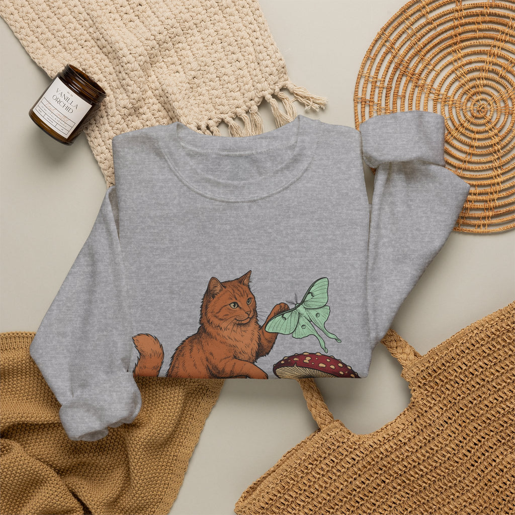 Kitty Toadstool Sweatshirt Cat Environment Gift Women Natural Sweatshirt Fungus T