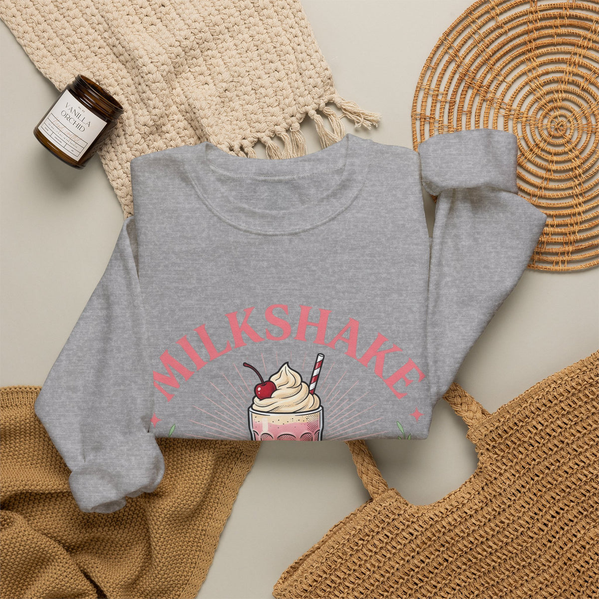 Milkshake Illustration Sweatshirt Desserts Cafe Gift Women Antique Sweatshirt Shake Sweatshirt Dessert Fan Retro Sweatshirt Coffee Graphic Vintage-Inspired