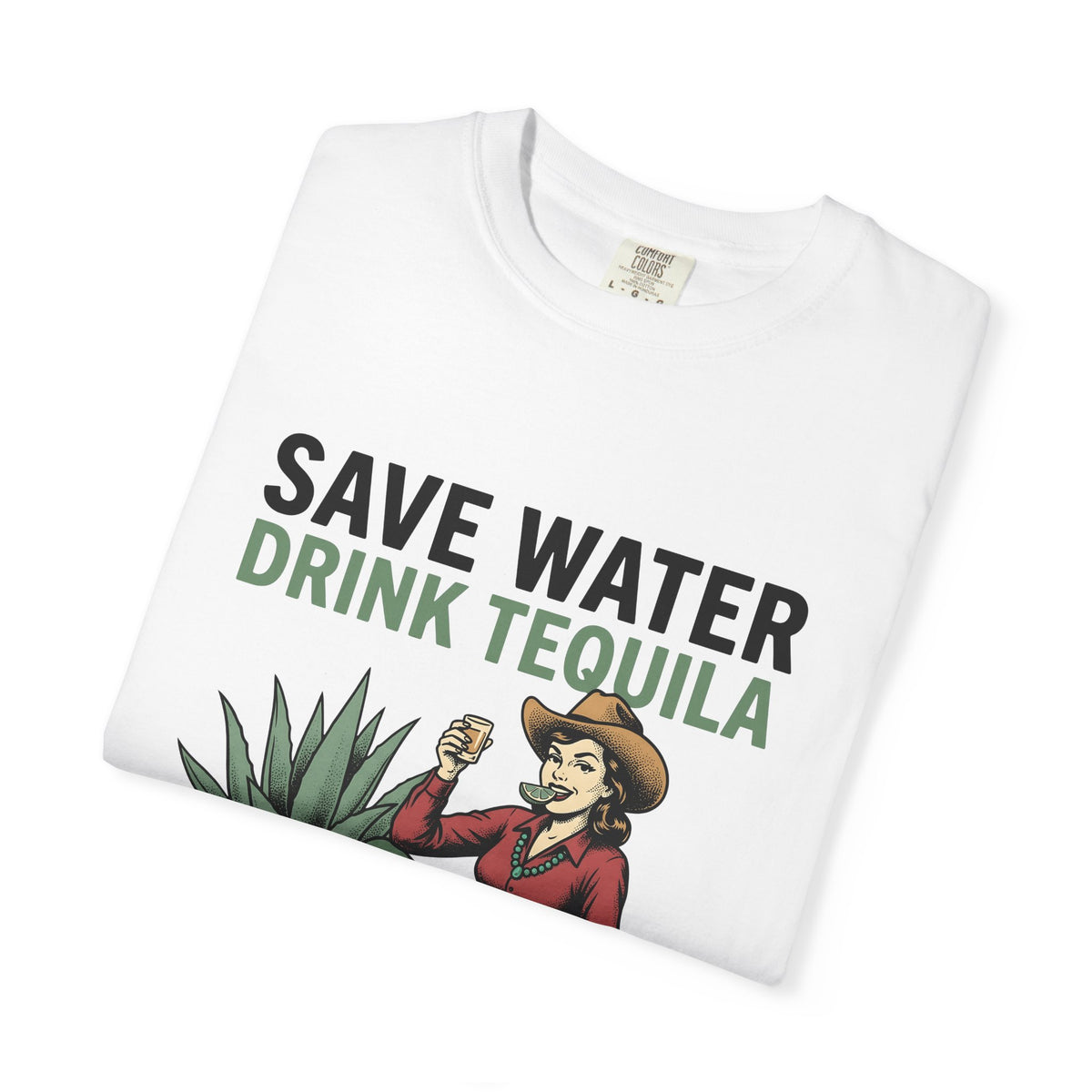 Cowgirl Graphic T-Shirt Cowgirl Tequila Gift Women Vintage T-Shirt Western T-Shirt Cowboy Fan Retro T-Shirt Spirits Graphic Tequila Illustration