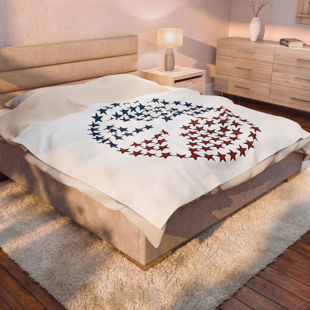 Peace Sign Stars Blanket 4th Of July Calm Gift Women Independence Blanket Star Symbol Blanket Patriot Fan Retro Blanket Serene Graphic Throwback