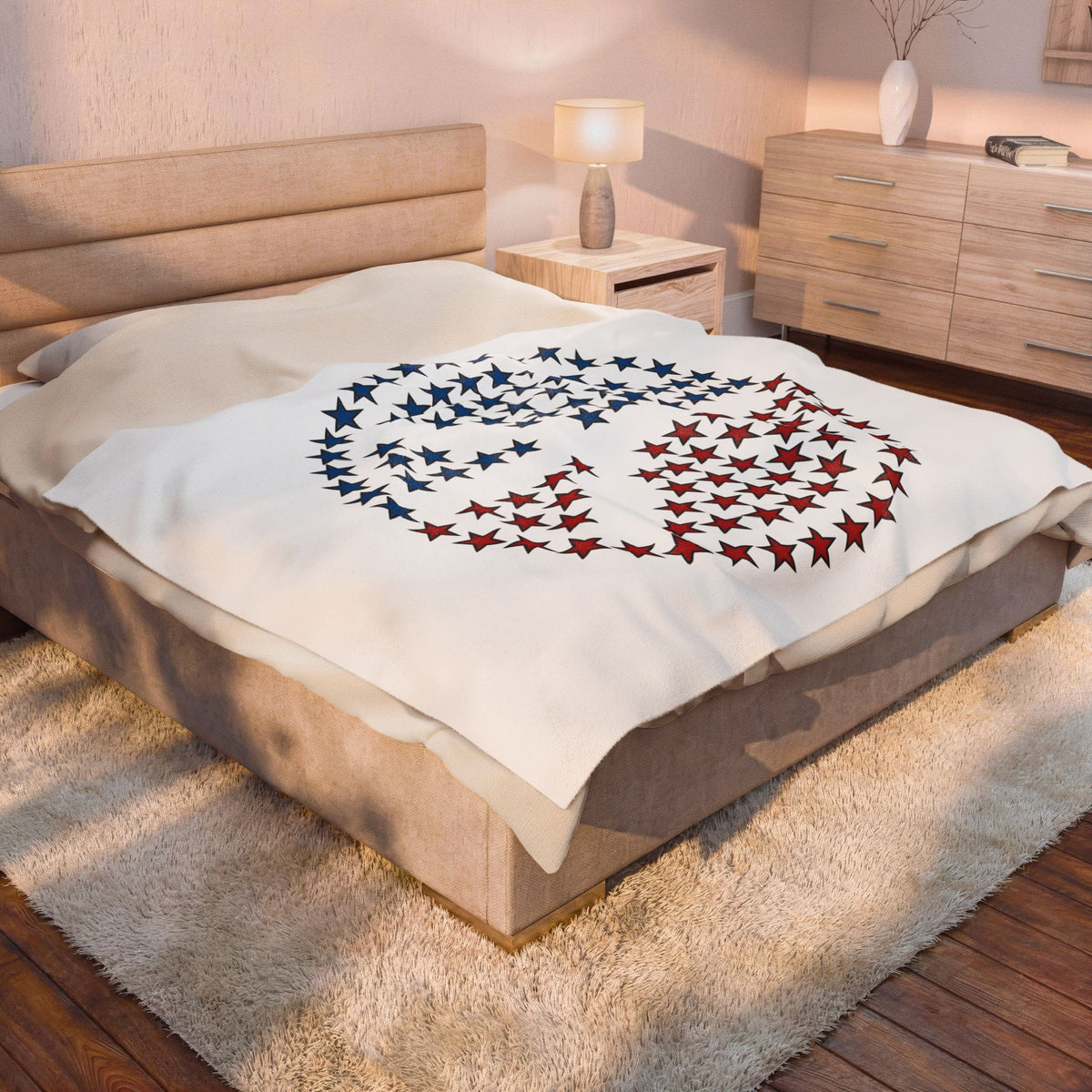 Peace Sign Stars Blanket 4th Of July Calm Gift Women Independence Blanket Star Symbol Blanket Patriot Fan Retro Blanket Serene Graphic Throwback