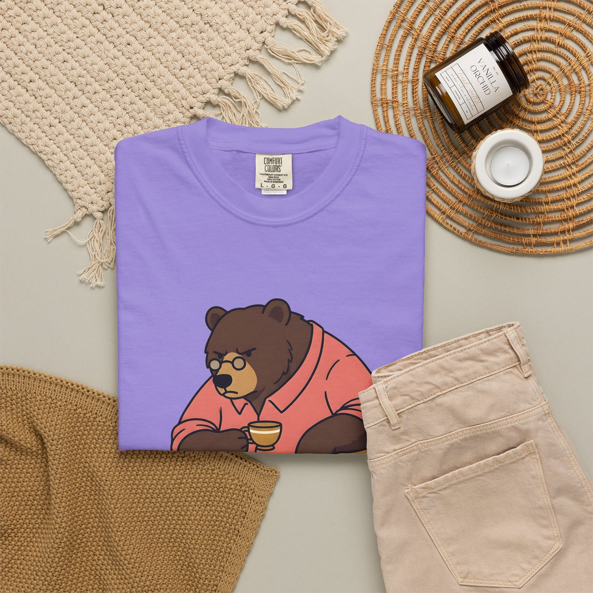 Bear Mocha T-Shirt Teachers Caffeine Gift Women Illustration T-Shirt Mocha T-Shirt Educator Enthusiast Drawing T-Shirt Caffeine Graphic Doodle