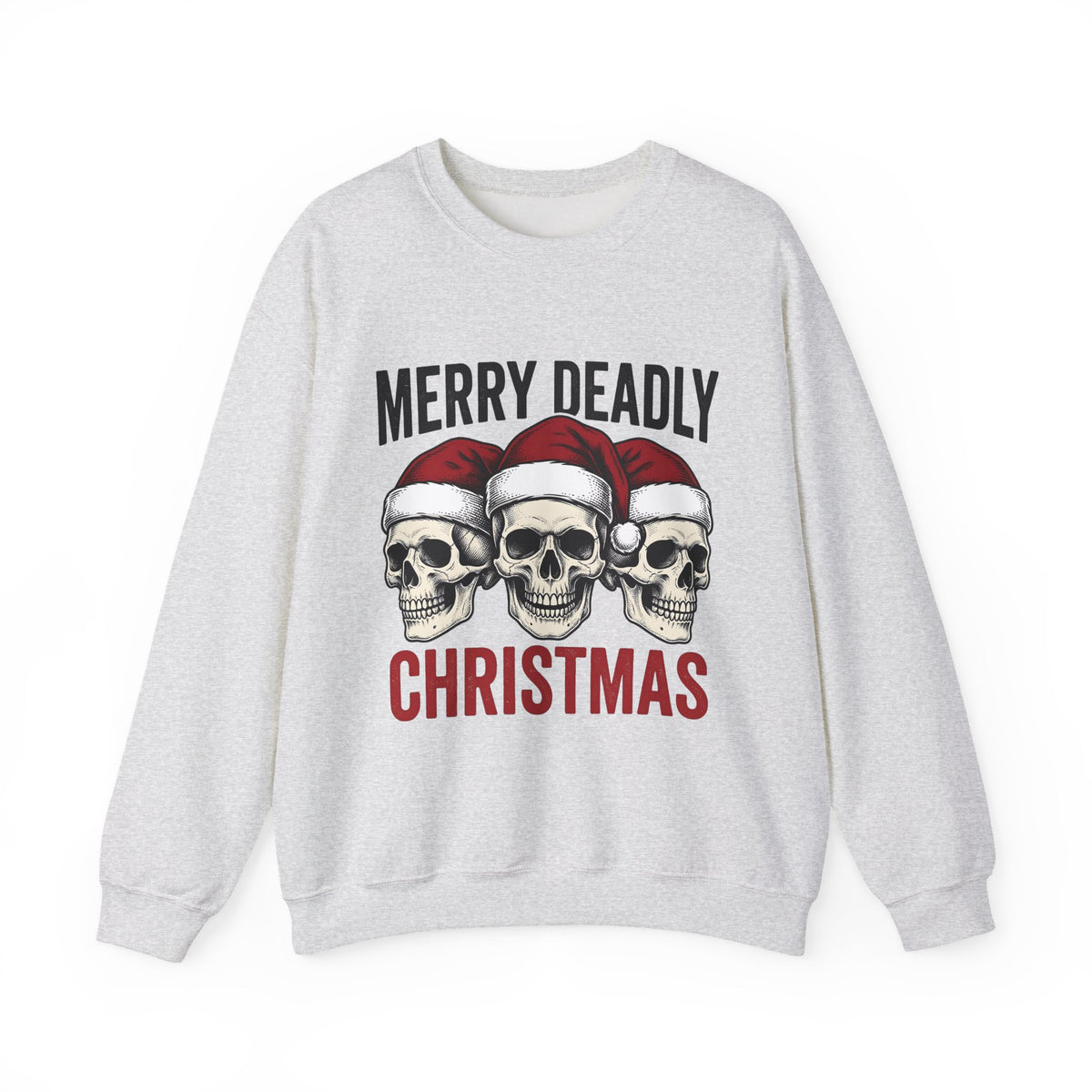 Skull Santa Hats Sweatshirt Christmas Gothic Gift Women Tattoo Sweatshirt Skull Caps Sweatshirt Xmas Fan Traditional Sweatshirt Dark Graphic Vintage Holiday
