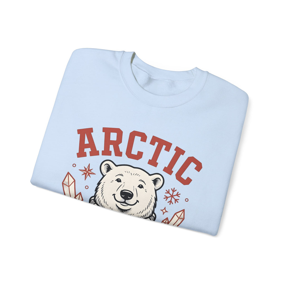 White Bear Sweatshirt Christmas Cold Season Gift Women Comic Sweatshirt Polar Bear Sweatshirt Winter Fan Cartoon Sweatshirt Frost Graphic Retro Ice Crystals