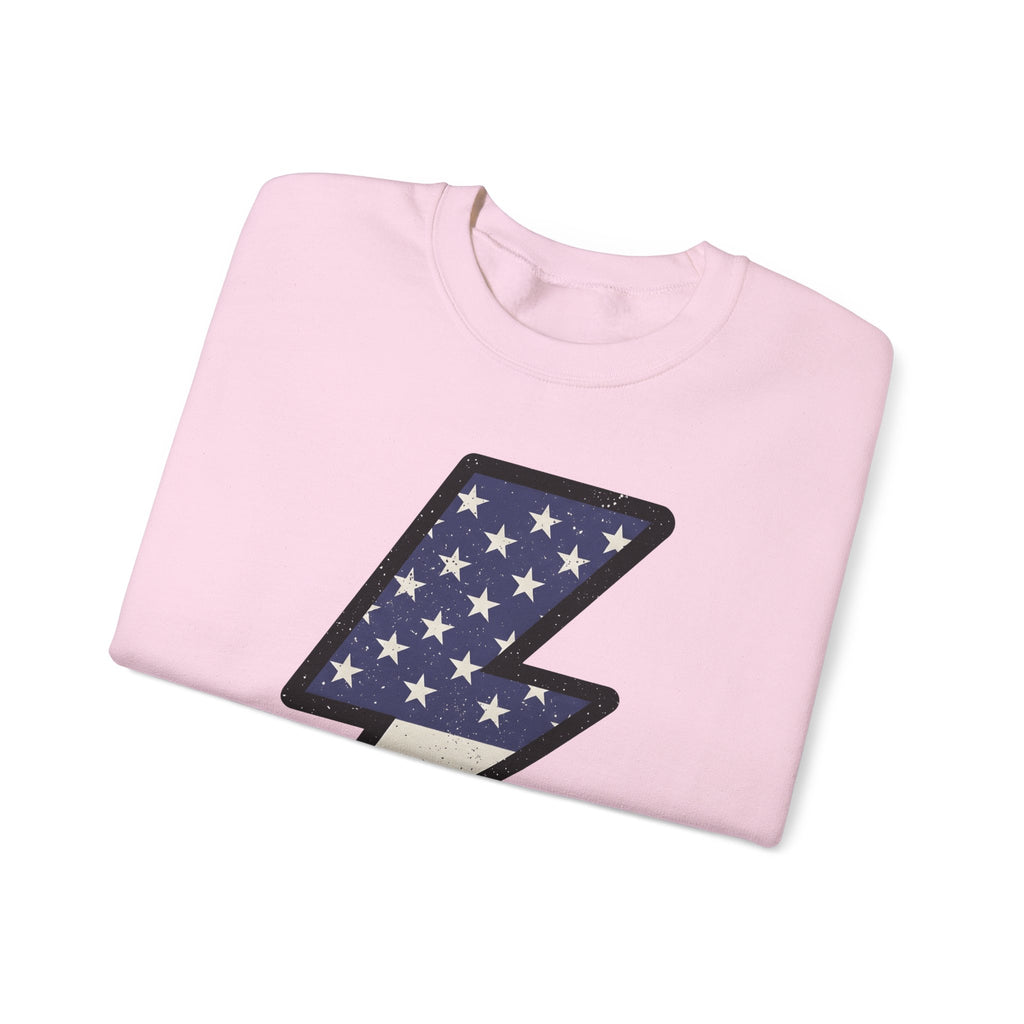 Electric Bolt Sweatshirt 4th Of July Freedom Gift Women Rustic Sweatshirt Lightning Sweatshirt Independence Fan Vintage Sweatshirt Liberty Graphic Nostalgic