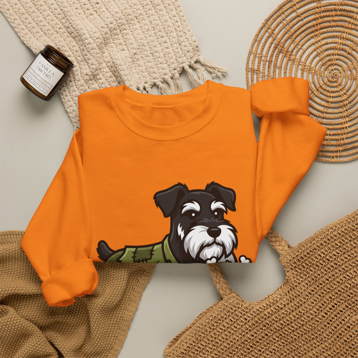 Schnauzer Pet Sweatshirt Halloween Animal Gift Women Animated Sweatshirt Dog Sweatshirt Horror Fan Cartoon Sweatshirt Creature Graphic Classic Candy Container