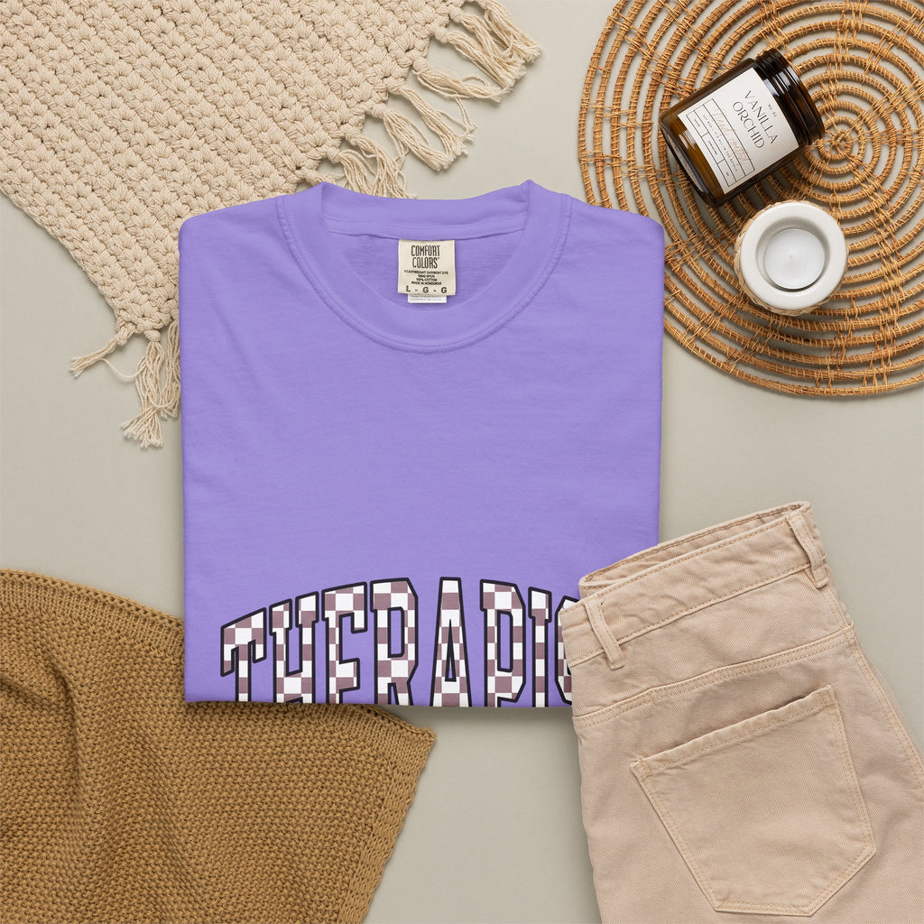 Therapist Phrase T-Shirt Therapist Self Care Gift Women Pop Art T-Shirt Counselor T-Shirt Mental Health Professional Enthusiast Retro T-Shirt