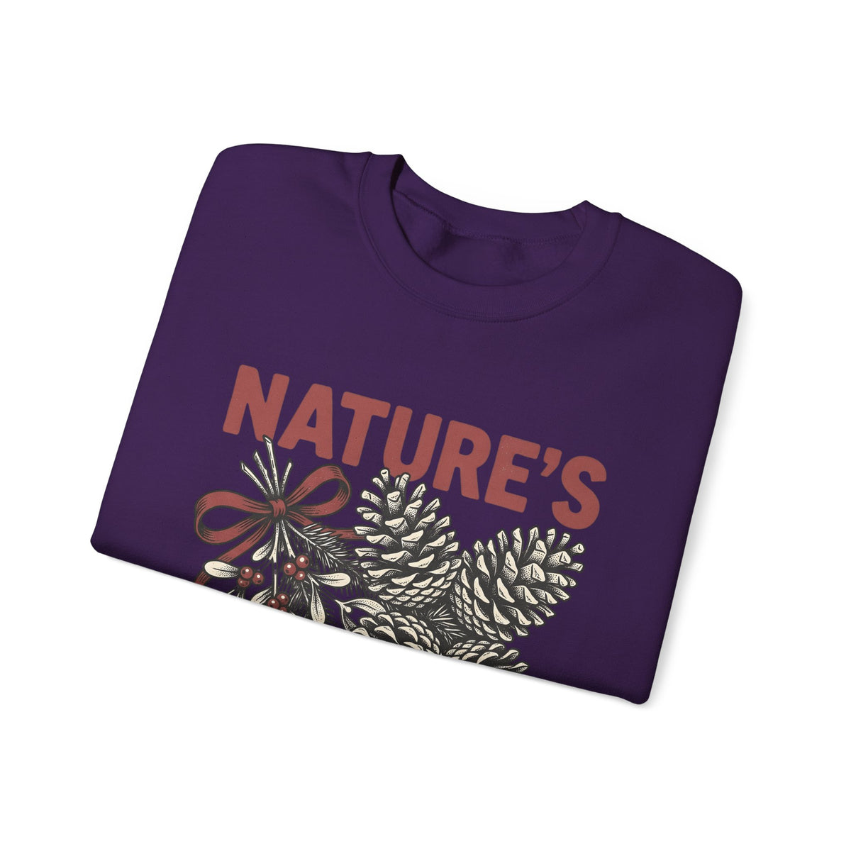 Pinecone Twig Sweatshirt Christmas Outdoors Gift Women Retro Sweatshirt Branch Sweatshirt Xmas Fan Evergreen Graphic Sweatshirt Sketch Ribbon Sweatshirt