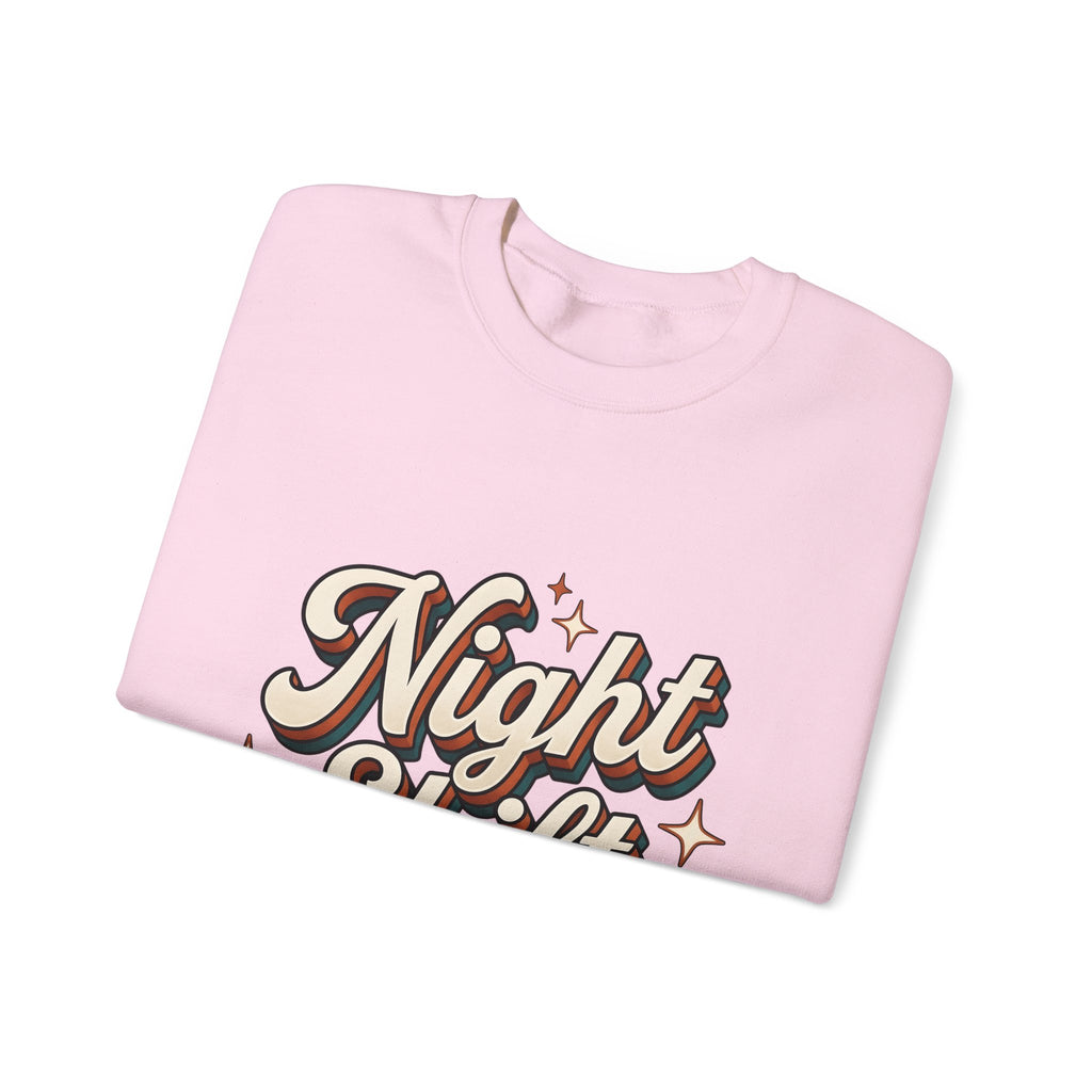 Night Shift Text Sweatshirt Nurses Work Gift Women Retro Sweatshirt Nightshift Sweatshirt Nurse Enthusiast Retrostyle Sweatshirt Job Graphic Vintage Stars