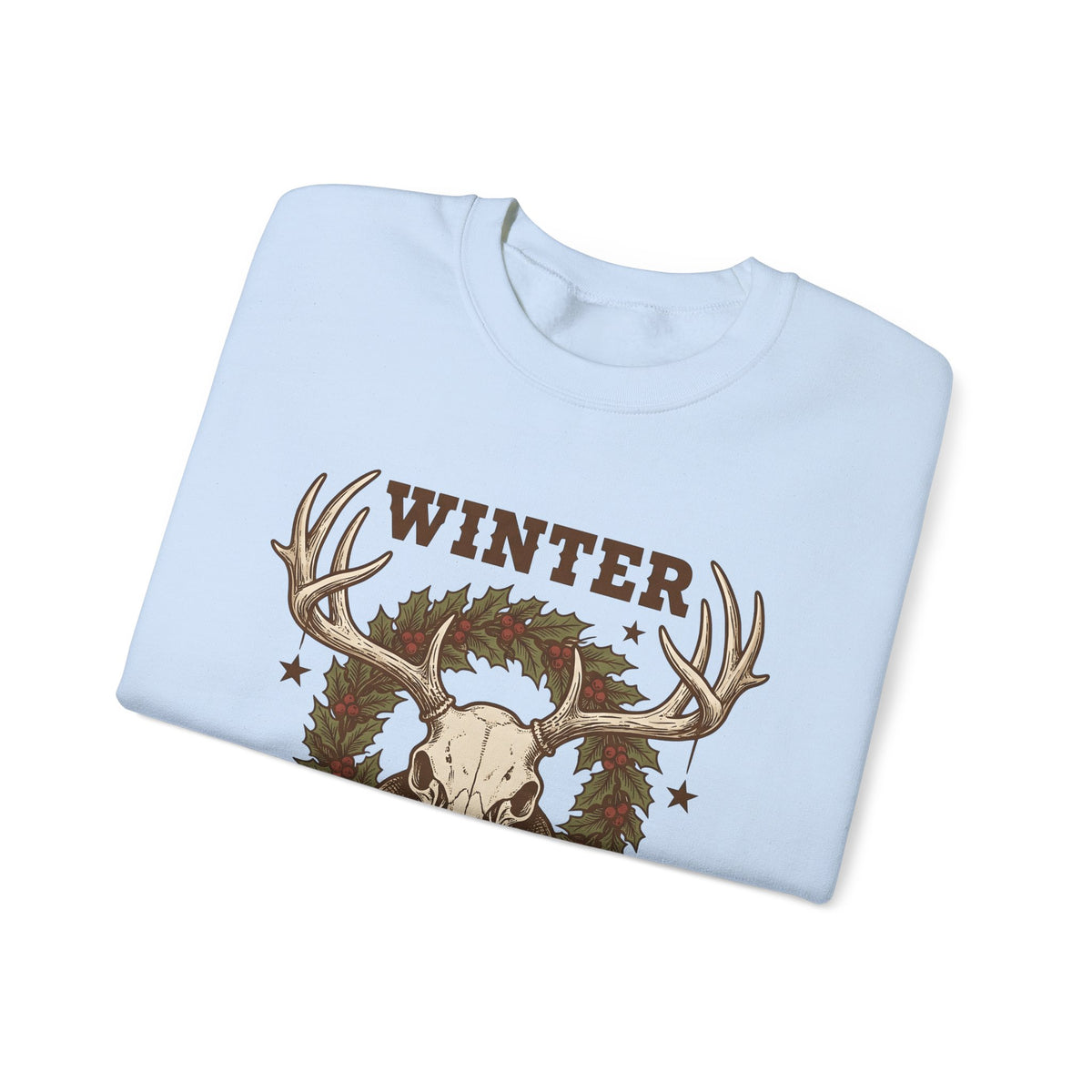 Antler Skull Sweatshirt Christmas Frost Gift Women Throwback Sweatshirt Deer Skull Sweatshirt Xmas Fan Holiday Sweatshirt Frosty Graphic Cartoon Pine Wreath