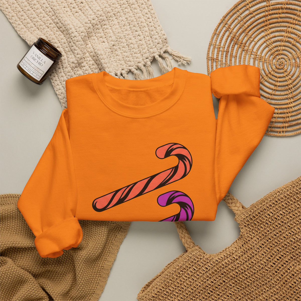 Holiday Candy Sweatshirt Christmas Confectionery Gift Women Flat Design Sweatshirt Candy Sweatshirt Christmas Fan Minimalist Sweatshirt Sweets Graphic Clean