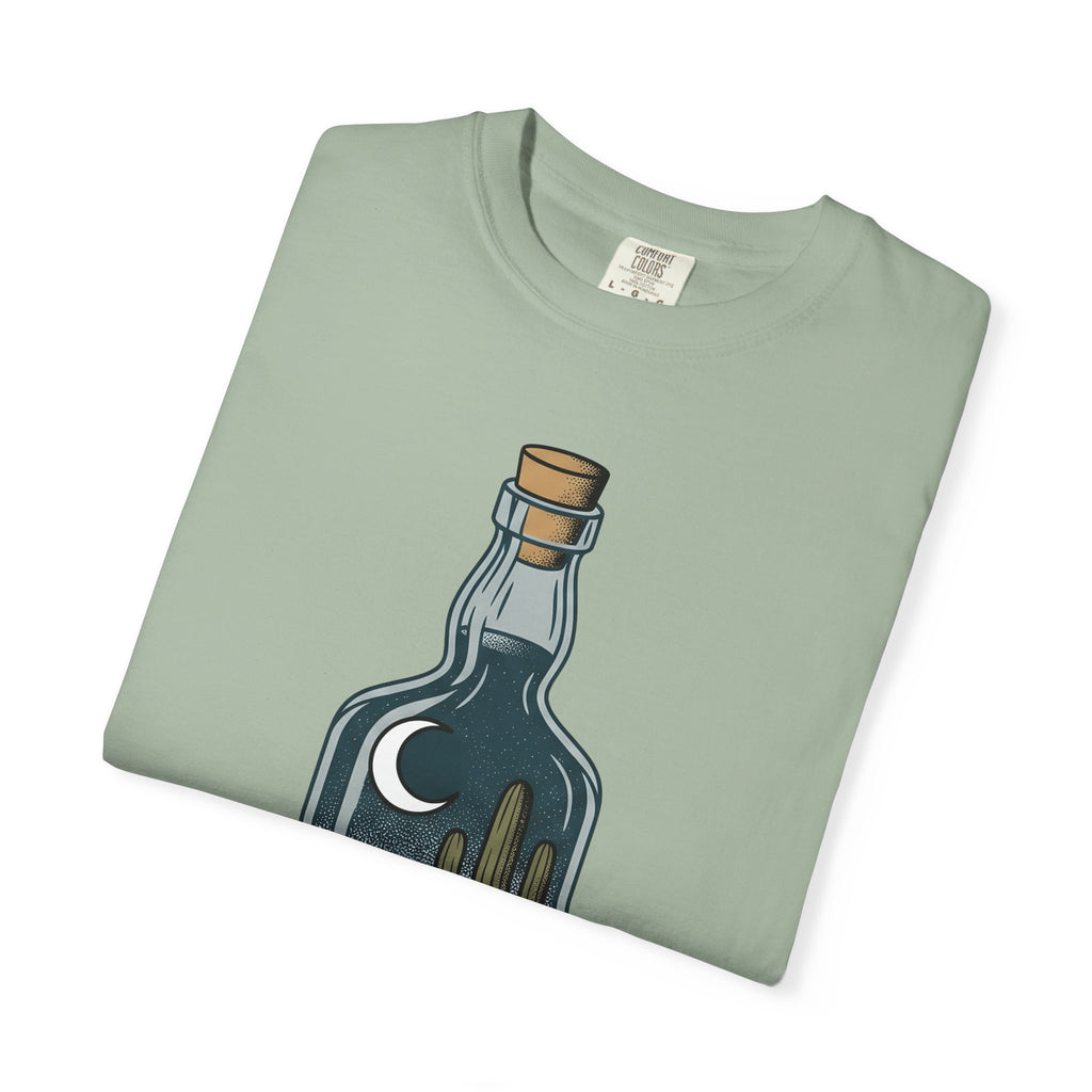 Desert Bottle T-Shirt Cowgirl Ranch Gift Women Illustrative Tattoo T-Shirt Canteen T-Shirt Cowboy Fan Tattooed T-Shirt Farm Graphic Hand Drawn Moon