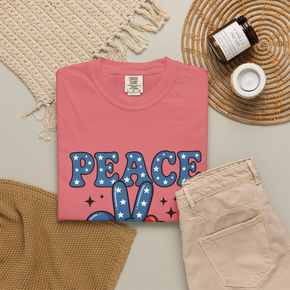 Peace Gesture T-Shirt America/4th Of July Celebration Gift Women Sketch T-Shirt Peace Sign T-Shirt Patriot Fan Hand Drawn T-Shirt Party Graphic
