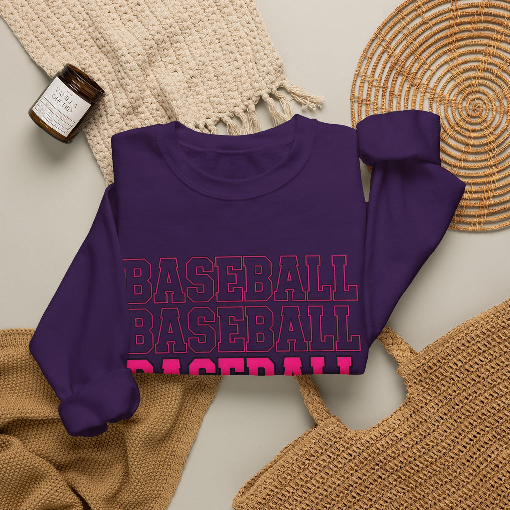 Baseball Lettering Sweatshirt Moms Athletics Gift Women Strong Sweatshirt Lettering Sweatshirt Mom Fan Bold Sweatshirt Sports Graphic Vintage Pink Highlight