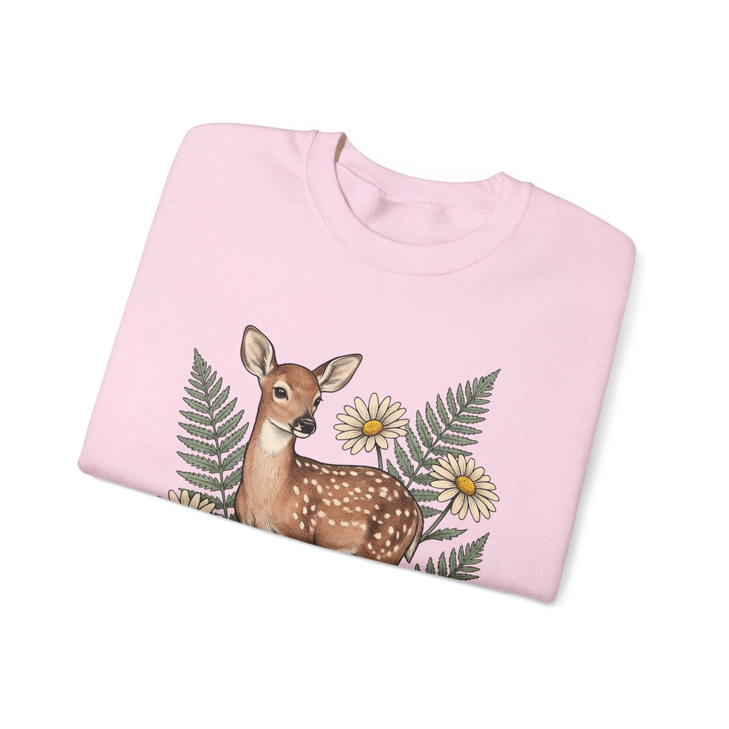 Deer Illustration Sweatshirt Boho Chic Outdoor Gift Women Floral Sweatshirt Fawn Sweatshirt Bohemian Fan Botanical Sweatshirt Wilderness Graphic Retro Flower