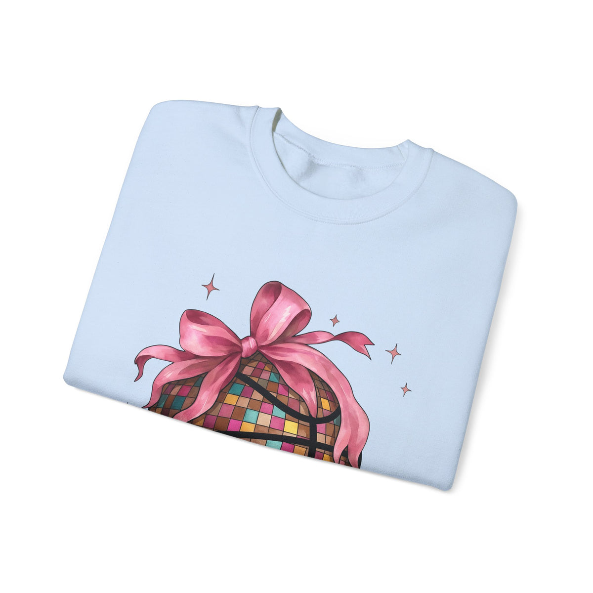Basketball Disco Ball Sweatshirt Moms Sports Gift Women Whimsical Sweatshirt Disco Ball Sweatshirt Mom Fan Whimsy Sweatshirt Athlete Graphic Watercolor Pink