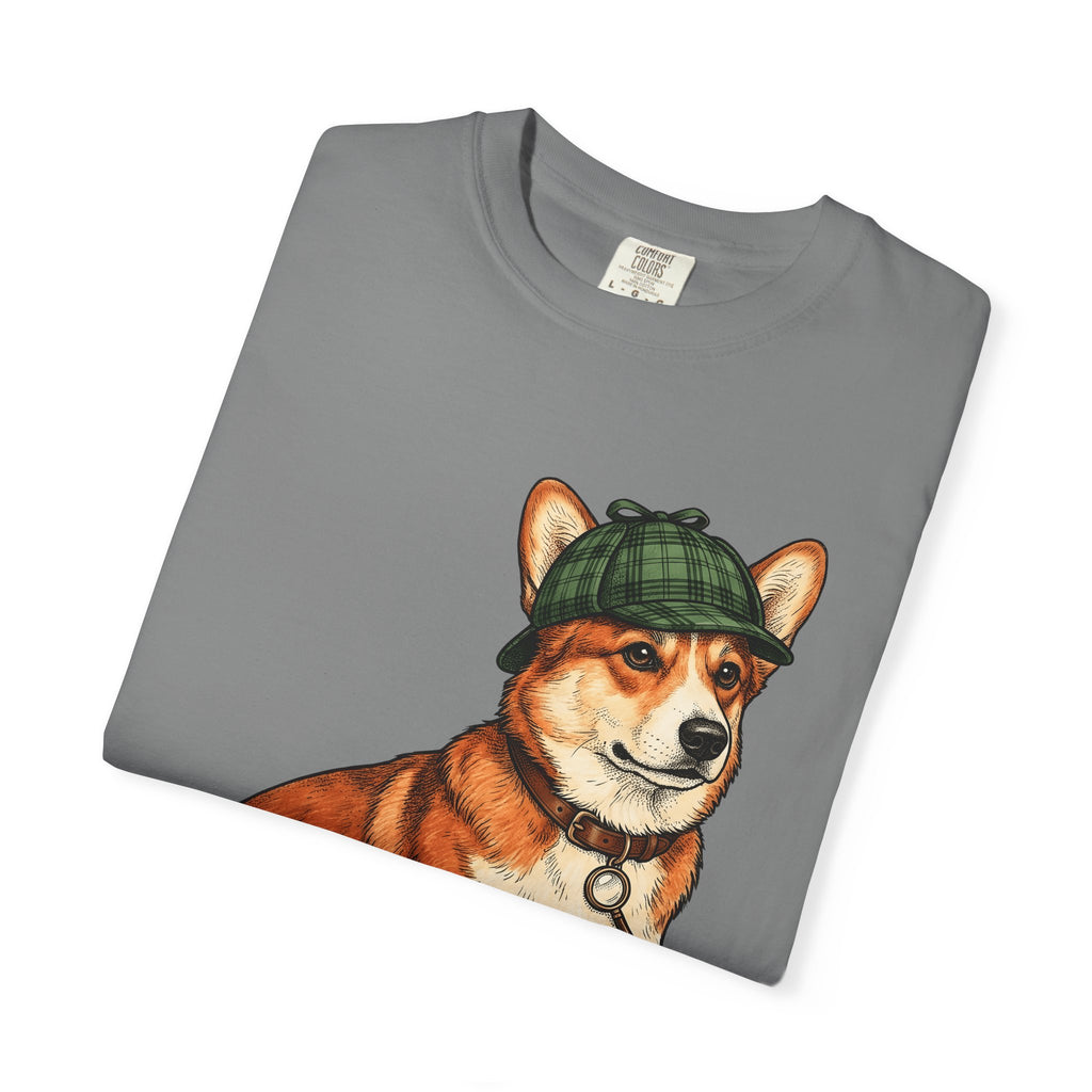 Corgi Puppy Dog Animals Gift Sketch Puppy Dog Fan Canine Doggy Retro Detective Cap T-Shirt