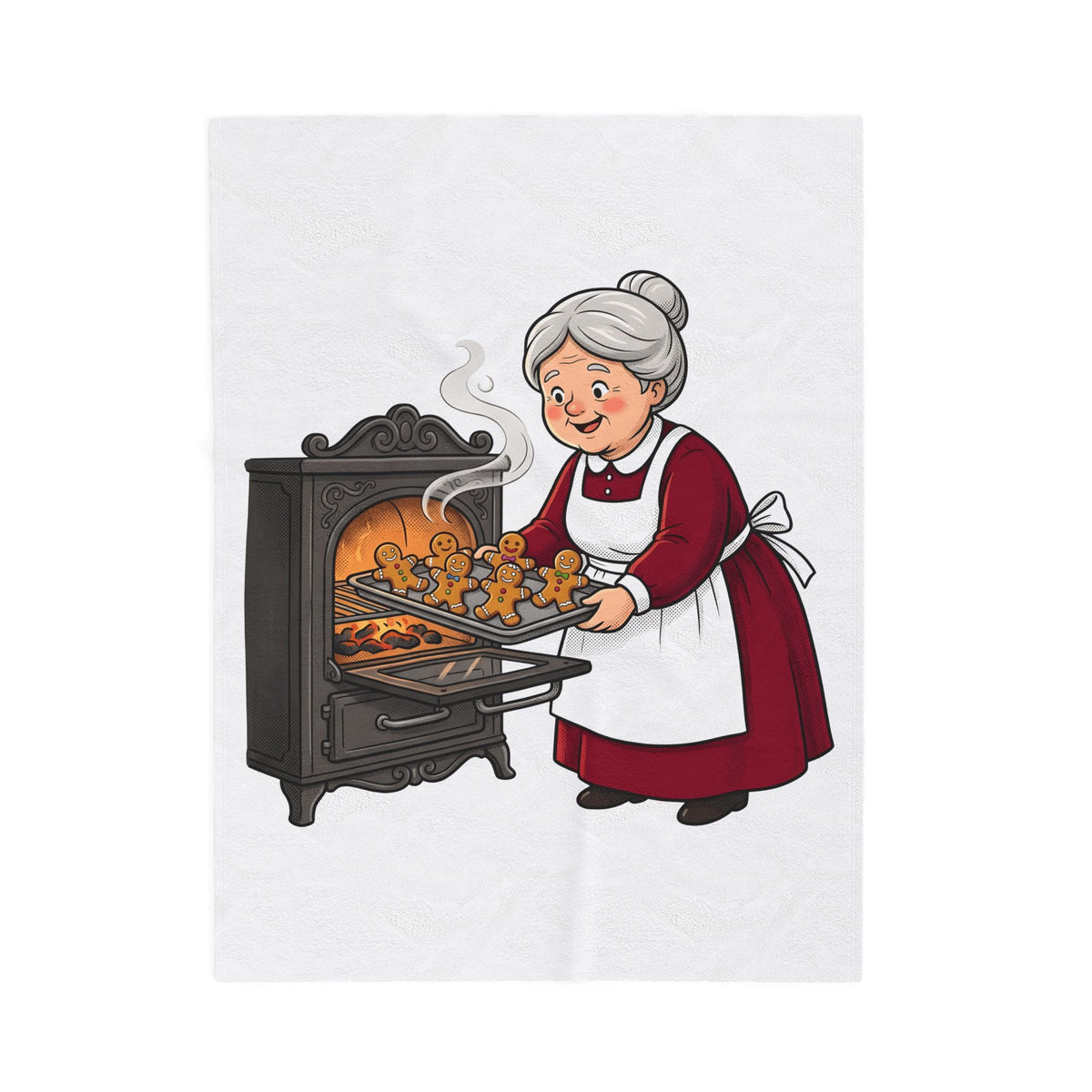 Grandmother Baking Blanket Christmas Sweets Gift Women Animated Blanket Granny Baking Blanket Holiday Fan Cartoon Blanket Dessert Graphic Old