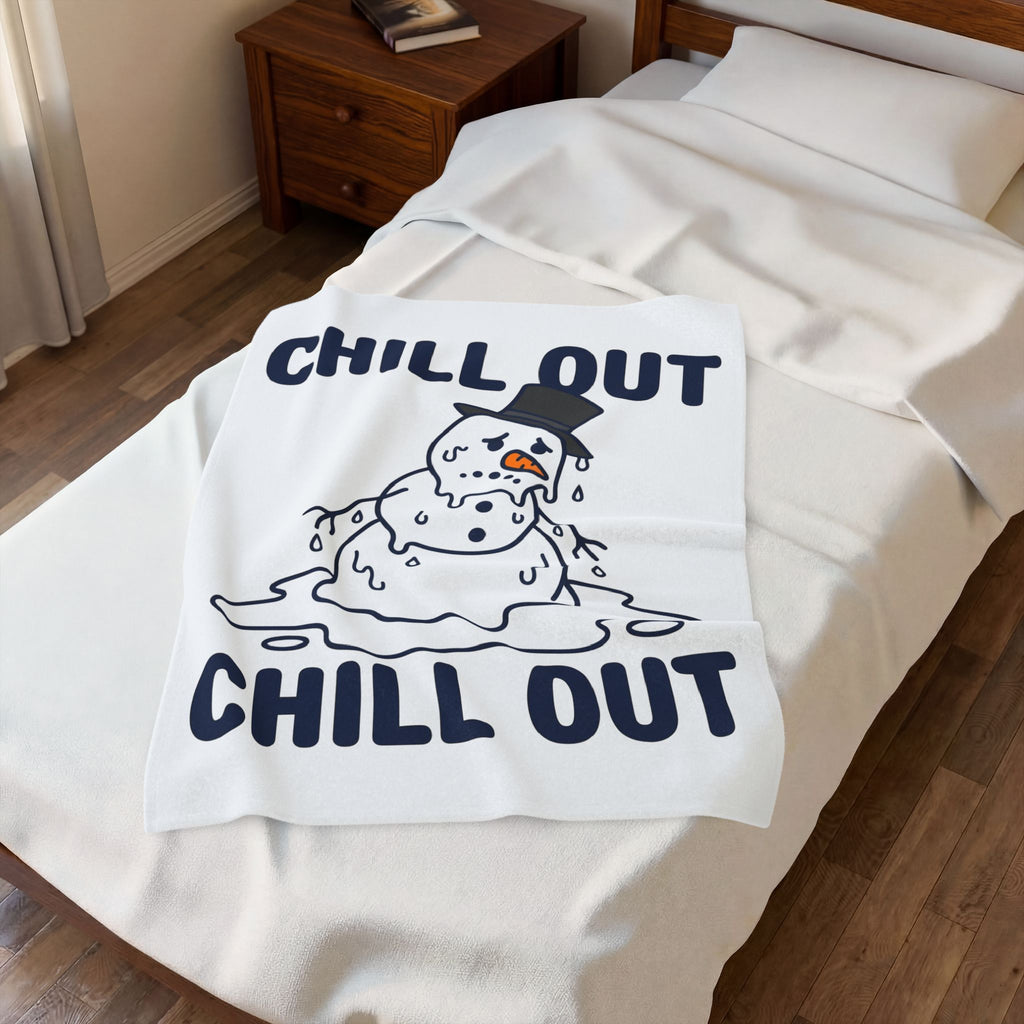 Melting Snowman Blanket Christmas Comedy Gift Women Illustration Blanket Frosty Blanket Xmas Fan Drawing Graphic Sketch Top Hat Blanket