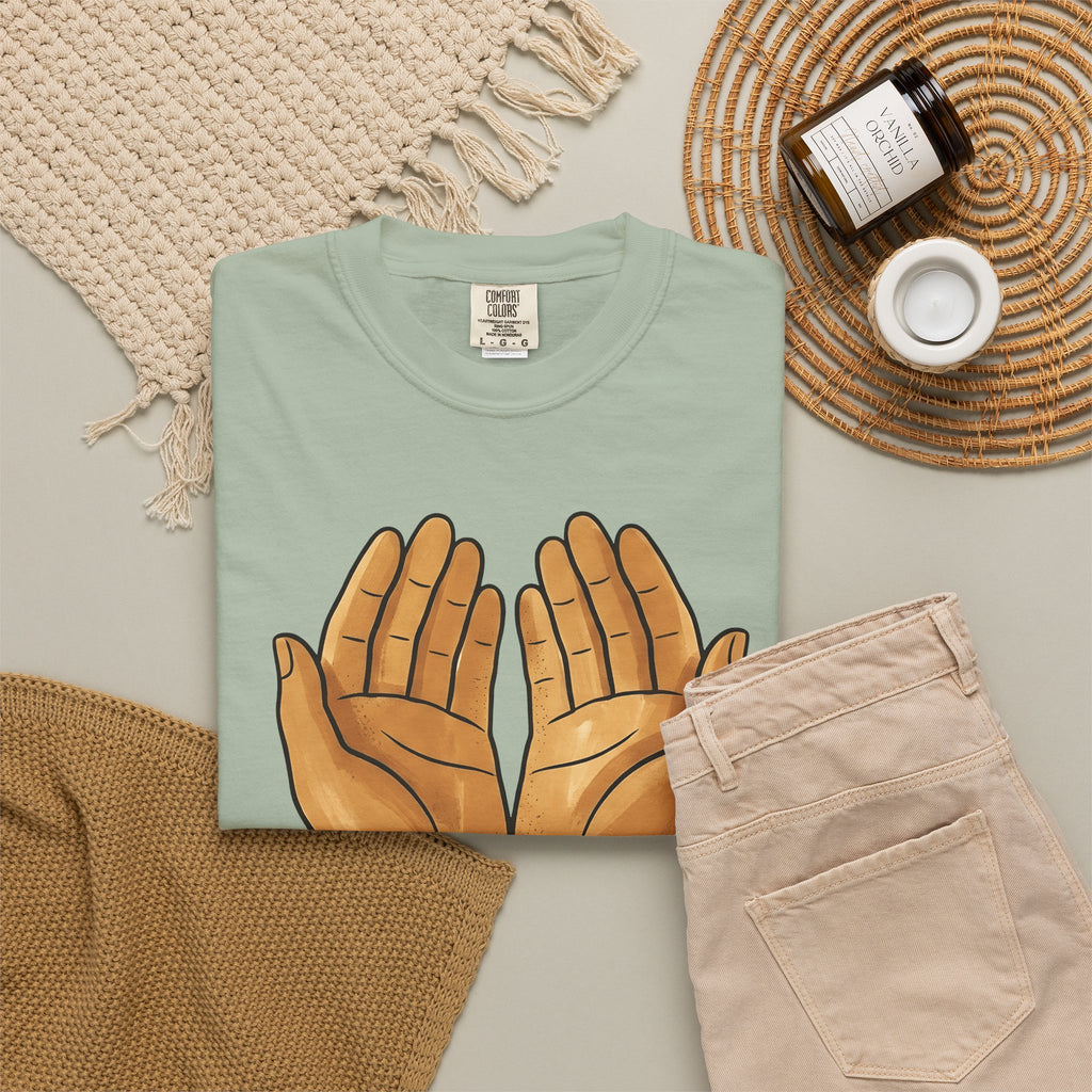 Open Palms T-Shirt Support Thanks Gift Women Sketch T-Shirt Hands T-Shirt Caregiver Enthusiast Drawing Illustration Gratitude Graphic Simple