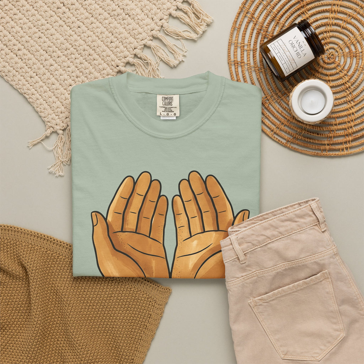 Open Palms T-Shirt Support Thanks Gift Women Sketch T-Shirt Hands T-Shirt Caregiver Enthusiast Drawing Illustration Gratitude Graphic Simple