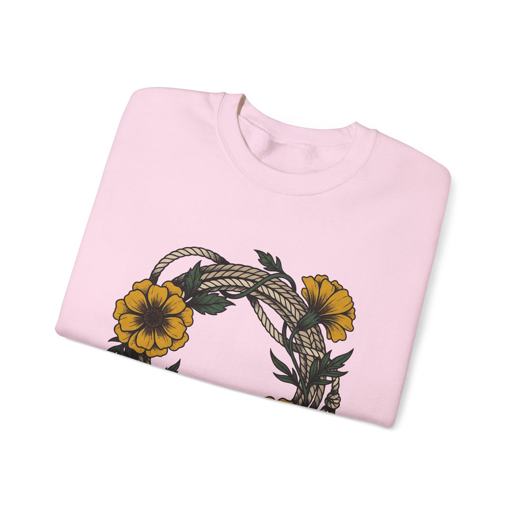 Cord Blossom Circle Sweatshirt Cowgirl Rustic Gift Women Sketch Sweatshirt Flower Circle Sweatshirt Cowgirl Fan Doodle Sweatshirt Country Graphic Hand Drawn