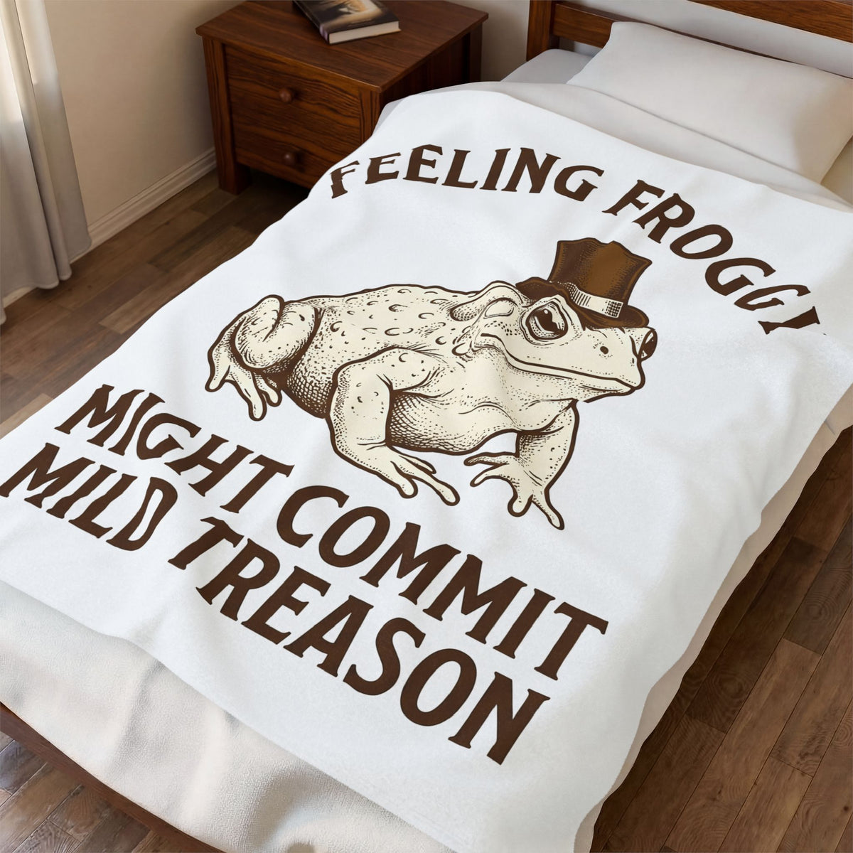 Toad Top Hat Blanket Funny Animal Gift Women Vintage Blanket Frog Blanket Humor Fan Retro Blanket Creature Graphic Hand Drawn Animal Humor Blanket