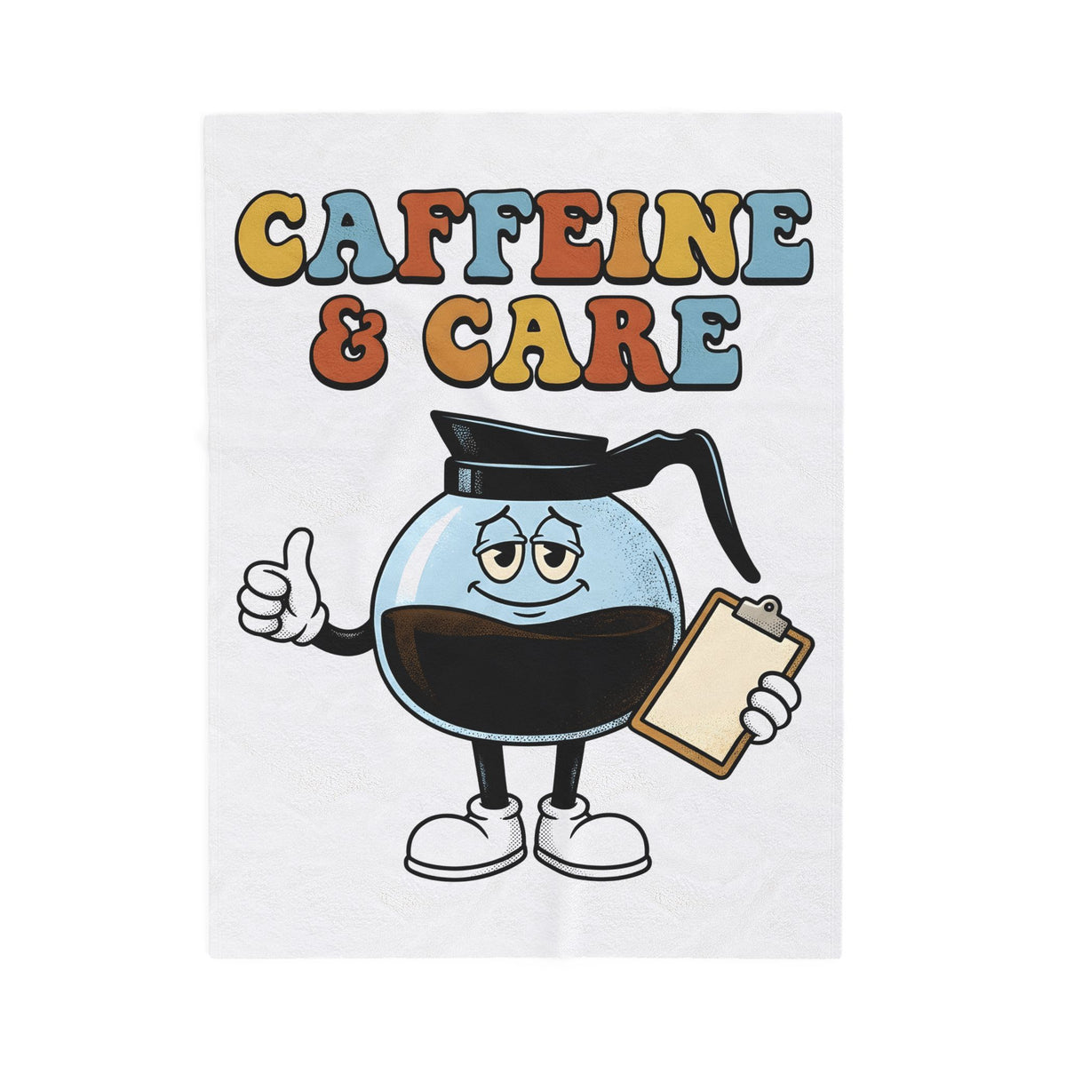Coffee Pot Character Blanket Nurses Coffee Gift Women Cartoon Blanket Coffee Maker Blanket Nurse Fan Cartoony Blanket Caffeine Graphic Retro